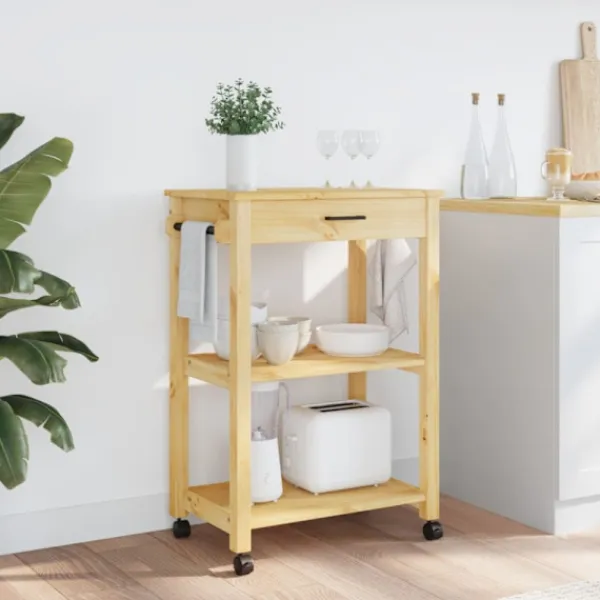 vidaXL Köksö>Köksvagn MONZA 60x40x88,5 cm massivt furu