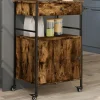 vidaXL Köksö>Köksvagn rökfärgad ek 56x43x89,5 cm konstruerat trä