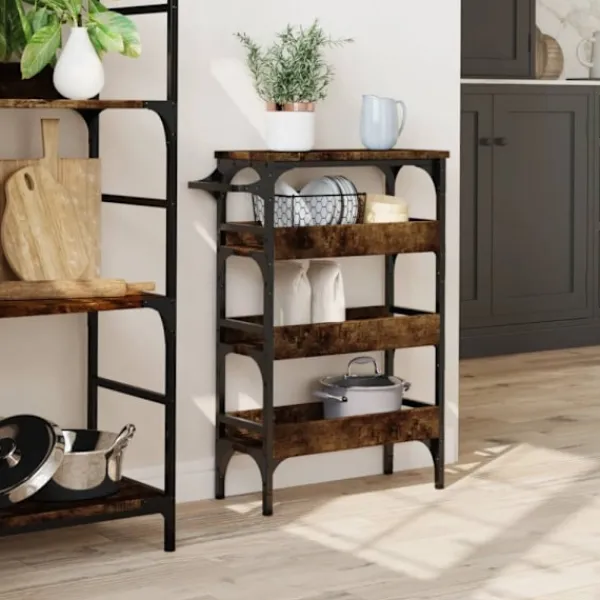 vidaXL Köksö>Köksvagn rökfärgad ek 53x20x76 cm konstruerat trä