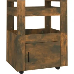 vidaXL Köksö>Köksvagn rökfärgad ek 60x45x80 cm konstruerat trä