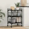 vidaXL Köksö>Köksvagn Svart Ek 50 x 35 x 75.5 cm Konstruerat trä