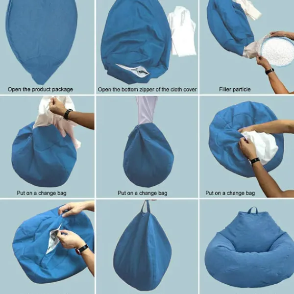 Sittpuffar>Klassisk Bönpåse Soffaöverdrag, Lat Lounger Bönpåse Förvaringsstol Överdrag utan Fyllning, Enfärgad Enkel Design 100*120CM