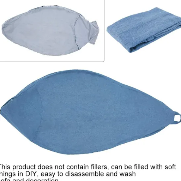 Sittpuffar>Klassiskt Sittpuff Överdrag, Lat Sittpuff Förvaringsstol Överdrag utan Fyllning, Enfärgad Enkel Design Blå 100*120CM