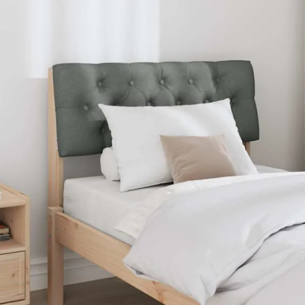 vidaXL Sängar>Klädd sänggavel Mörkgrå 75 cm Massiv furu
