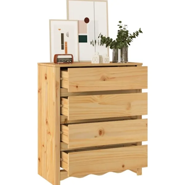 vidaXL Byråer>Kommode med låda Drammen Ek 76,5 x 40 x 91 cm Massivt tallträ