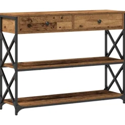 vidaXL Småbord>Konsol Bord med låda med hylla Gammalt trä 100 x 28 x 75 cm