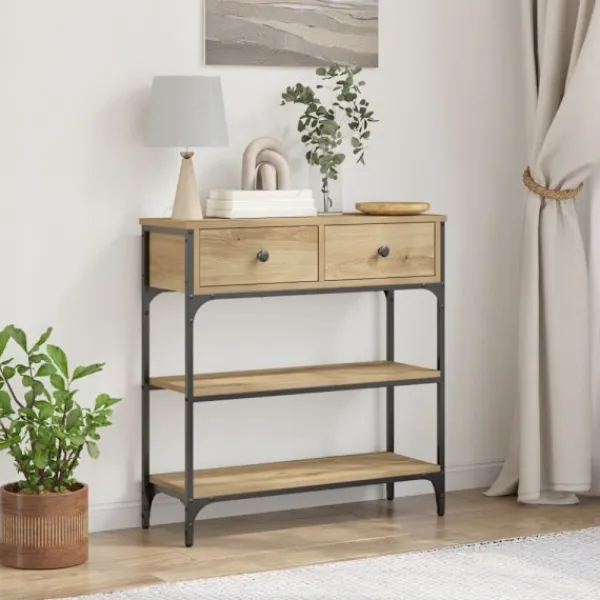 vidaXL Småbord>Konsolbord Artisan Ek 72,5 x 25 x 75 cm Konstruerat trä