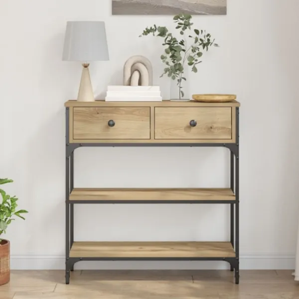 vidaXL Småbord>Konsolbord Artisan Ek 72,5 x 25 x 75 cm Konstruerat trä