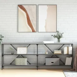 vidaXL Småbord>Konsolbord grå sonoma 200x30x75 cm konstruerat trä och järn