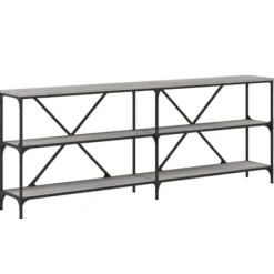 vidaXL Småbord>Konsolbord grå sonoma 200x30x75 cm konstruerat trä och järn