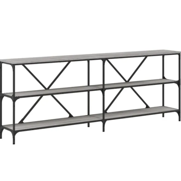 vidaXL Småbord>Konsolbord grå sonoma 200x30x75 cm konstruerat trä och järn
