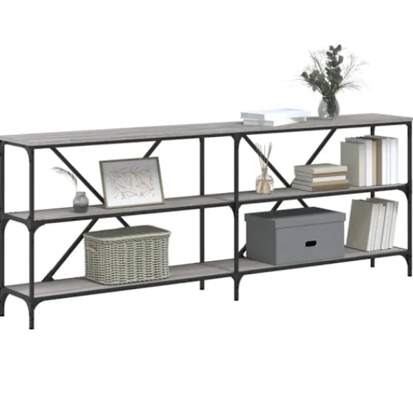 vidaXL Småbord>Konsolbord grå sonoma 200x30x75 cm konstruerat trä och järn