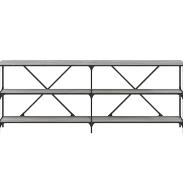 vidaXL Småbord>Konsolbord grå sonoma 200x30x75 cm konstruerat trä och järn