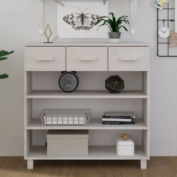 vidaXL Byråer>Konsolbord HAMAR vit 90x35x90 cm massiv furu
