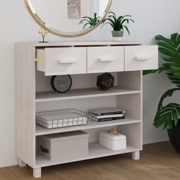 vidaXL Byråer>Konsolbord HAMAR vit 90x35x90 cm massiv furu