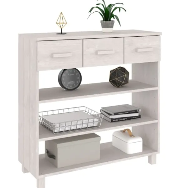 vidaXL Byråer>Konsolbord HAMAR vit 90x35x90 cm massiv furu