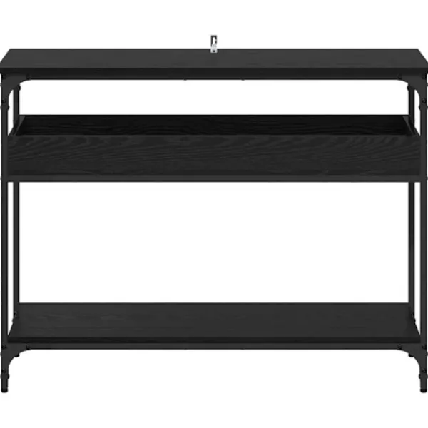 vidaXL Småbord>Konsolbord med hylla Svart ek 100 x 29 x 75 cm Konstruerat trä