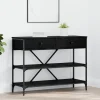 vidaXL Sideboards>Konsolbord med låda med hylla Svart Ek 100 x 34,5 x 75 cm trä