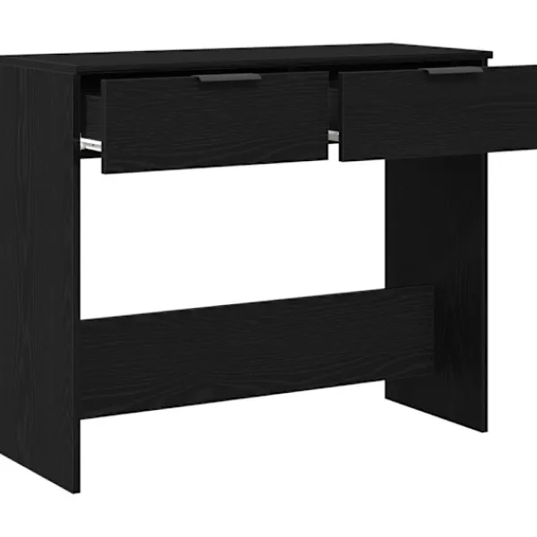 vidaXL Sminkbord>Konsolbord med låda Svart Ek 30 x 36 x 75 cm Konstruerat trä