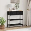 vidaXL Småbord>Konsolbord med låda Svart Ek 72,5 x 25 x 75 cm Konstruerat trä