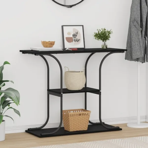 vidaXL Småbord>Konsolbord Svart Ek 101 x 35 x 80,5 cm Konstruerat trä