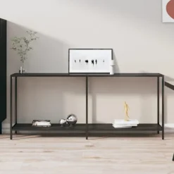 vidaXL Småbord>Konsolbord svart 180x35x75,5 cm härdat glas