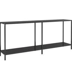 vidaXL Småbord>Konsolbord svart 180x35x75,5 cm härdat glas