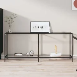 vidaXL Småbord>Konsolbord transparent 180x35x75,5 cm härdat glas