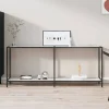 vidaXL Småbord>Konsolbord vit 180x35x75,5 cm härdat glas