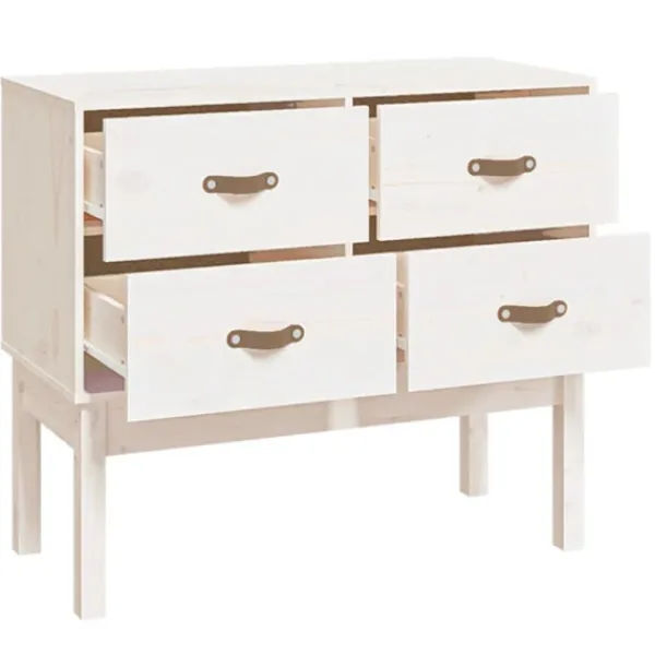 vidaXL Byråer>Konsolbord vit 90x40x78 cm massiv furu