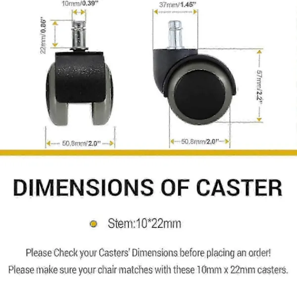 Kontorsmöbler>Kontorsstol Hjul, 5-pack, Passar IKEA Stol (10mm x 22mm) Kraftig JR2025032601188