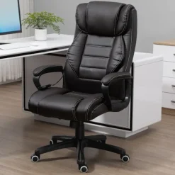 Northio Kontorsmöbler>Kontorsstol med massagefunktion, höj- och sänkbar chefsstol, ergonomisk snurrstol, 6 vibrationspunkter, brun