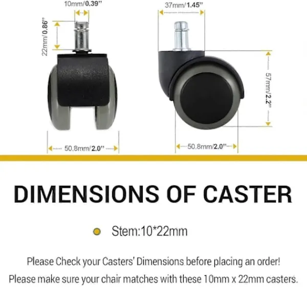 Kontorsmöbler>Kontorsstols Hjul, 5-pack, Passar IKEA Stol (10mm x 22mm) Tunga