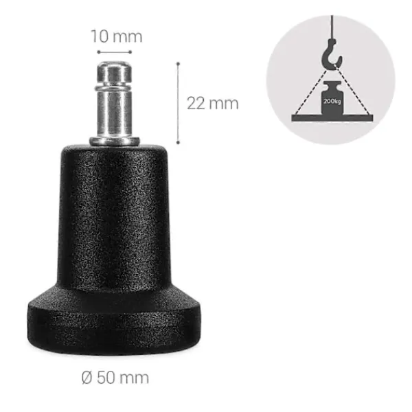 Kontorsmöbler>Kontorsstolsfötter - Set med 5 Ersättningsfötter för Stolsfötter 10/22 mm - Stabila och Tysta Stolsben för Hårda Golv