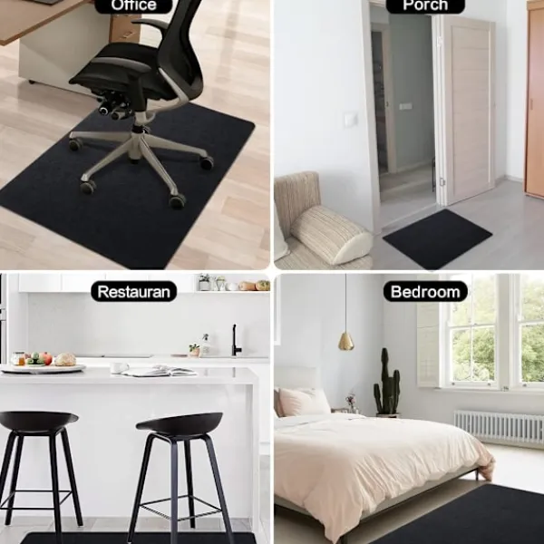 Kontorsmöbler>Kontorsstolsmatta 120 * 90cm, Sunfry Kontorsstolsmattor för Hårda Golv Halkfri Golvskyddsmatta (120 x 90cm, Svart)