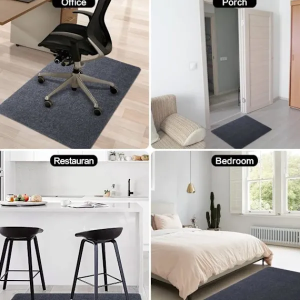 Kontorsmöbler>Kontorsstolsmatta 120 * 90cm, Sunfry Kontorsstolsmattor för Hårda Golv Halkskydd Golvskyddsmatta (120 x 90cm, mörkgrå)