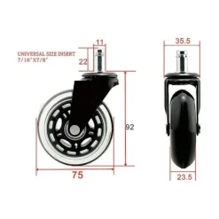 Kontorsmöbler>Kontorsstolsrullar 5 st, 11x22 mm Swivelhjul för Stolar, 360° Tyst Rullning, Slitstark, Repskydd, Kontorsstolsrulle