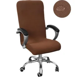 Stolar>Kontorsvridbar stolöverdrag, datorsstolöverdrag, sätesöverdrag i tyg, stolsöverdrag (ljus kaffefärg, liten storlek (45-55CM) storlek S)