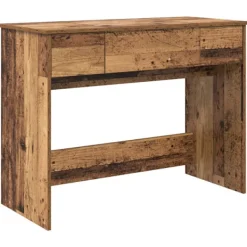 vidaXL Sminkbord>Kosmetiktabell med låda med spegel Gammalt trä 100 x 45 x 76 cm