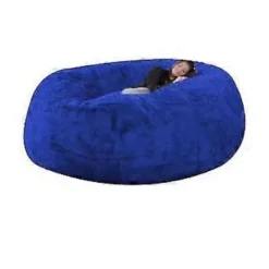 Sittpuffar>Lat soffa Sittpuff Konstgjord päls Sittpuff Bönpåse (135cm*65cm kunglig blå)