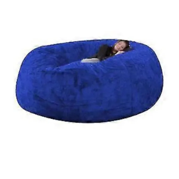 Sittpuffar>Lat soffa Sittpuff Konstgjord päls Sittpuff Bönpåse (135cm*65cm kunglig blå)