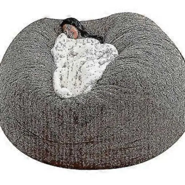 Sittpuffar>Lat soffa Sittpuff Konstgjord päls Sittpuff Bönpåse Soffa (150cm*75cm brun)