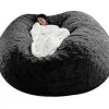 Sittpuffar>Lat soffa Sittpuff Konstgjord päls Sittpuff Bönpåse (135cm*65cm svart)