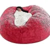 Sittpuffar>Lat soffa Sittpuff Konstgjord päls Sittpuff Bönpåse Soffa (150cm*75cm Ljusröd)