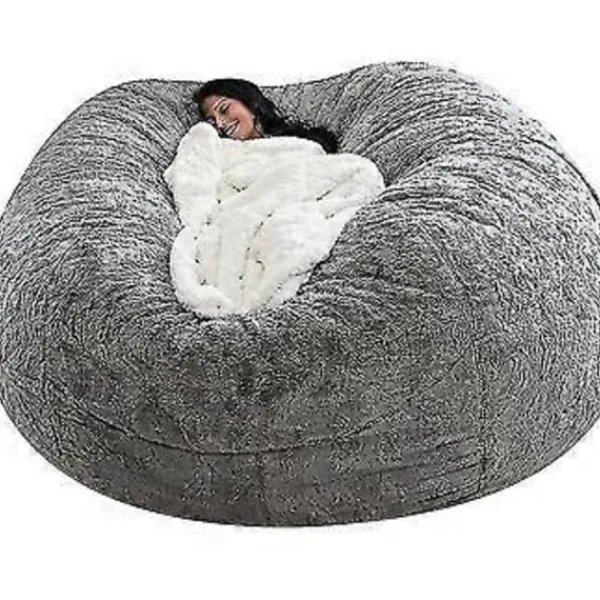 Sittpuffar>Lat soffa Sittpuff Konstgjord päls Sittpuff Bönpåse (135cm*65cm Ljusgrå)