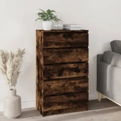 vidaXL Byråer>Lådskåp rökfärgad ek 60x36x103 cm konstruerat trä