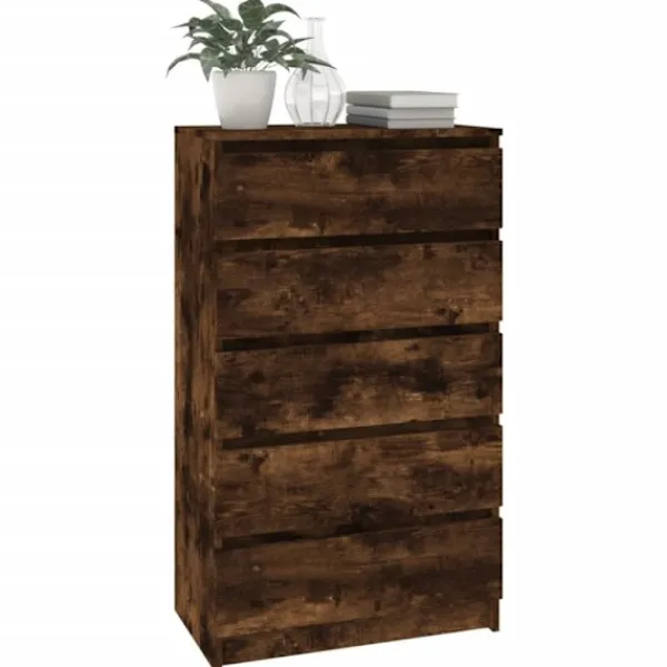 vidaXL Byråer>Lådskåp rökfärgad ek 60x36x103 cm konstruerat trä