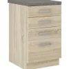 AUCUNE Byråer>Lågskåp med 4 lådor med bänkskiva - Sonoma ekfinish - L 40 x D 51,6 x H 85 cm - LASSEN