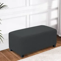 Sittpuffar>Ljusgrå, M Square Ottoman-överdrag, stretchigt, andningsbart, tvättbart