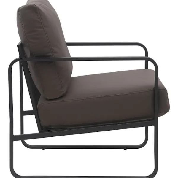 BellaFurn Fåtöljer>Lounge Chair Relax Chair - Bekvämt sittposition, metallram - Artificiellt läder eller tyg | Färg: Brun | Material: Artificiellt läder